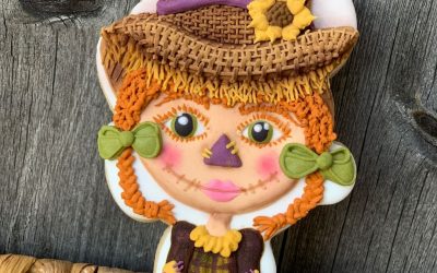Little Scarecrow Girl Cookie Featuring Basketweave & Sunflower Techniques